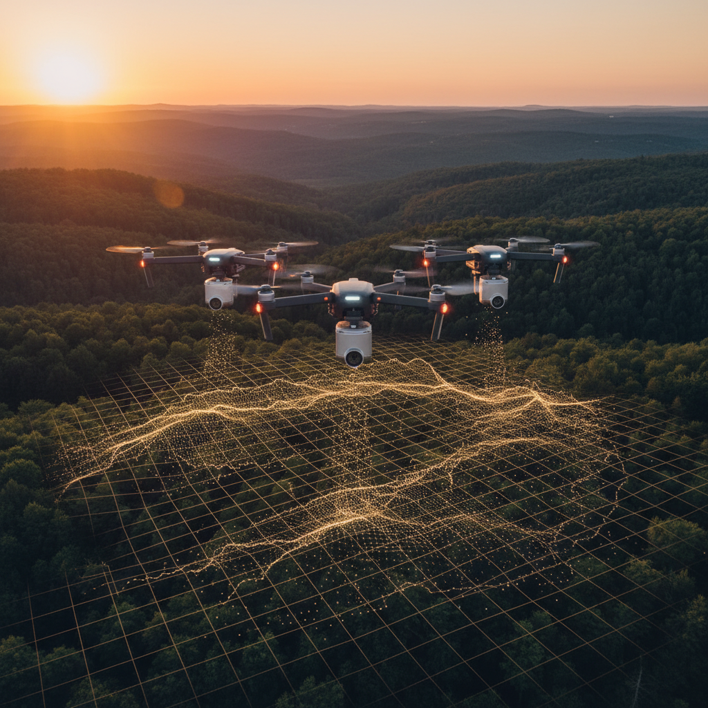 Autonomous area mapping: drone swarm performing 3D SLAM mapping over terrain