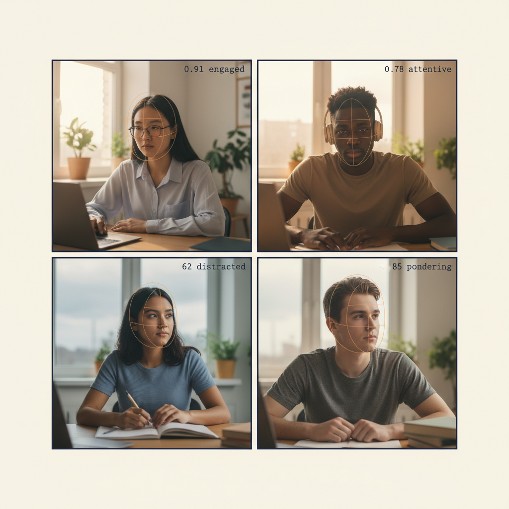 Engagement detection: virtual classroom with student attention metrics